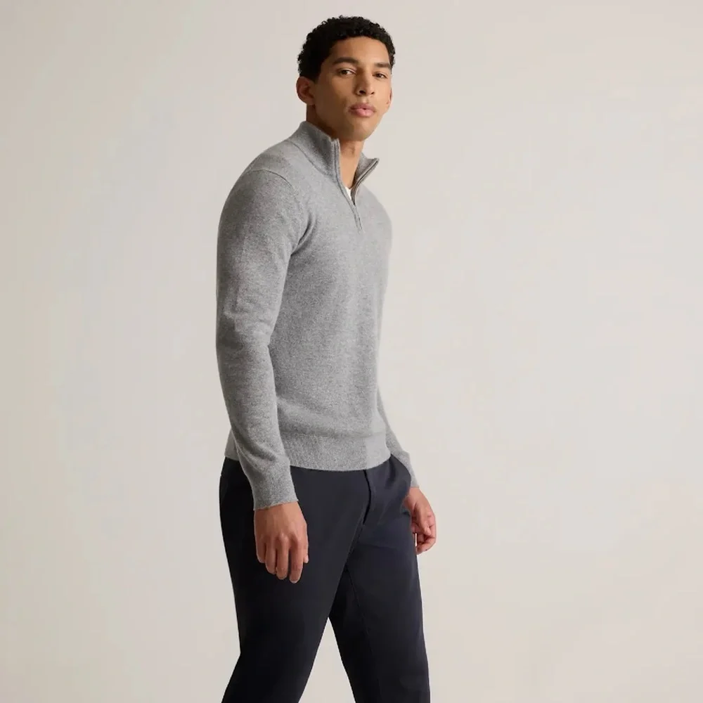 J.Crew Gray Cotton half-zip pullover